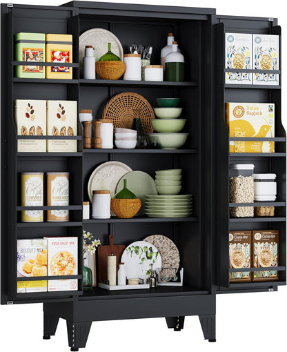 51" H Metal Kitchen Pantry Storage Cabinet, Freestanding Cupboard Storage Cabinet with Doors and