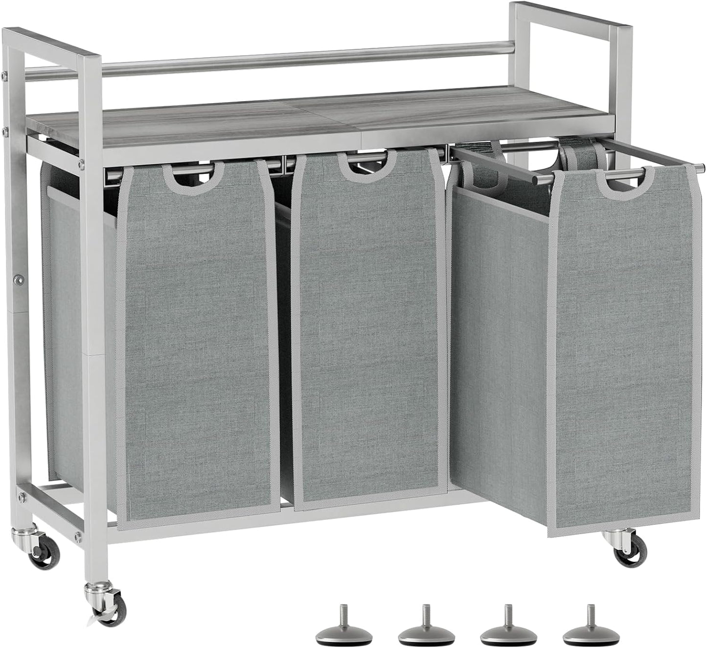 Laundry Hamper, Laundry Basket, Laundry Sorter with 3 Removable Bags, Clothes Basket with 3