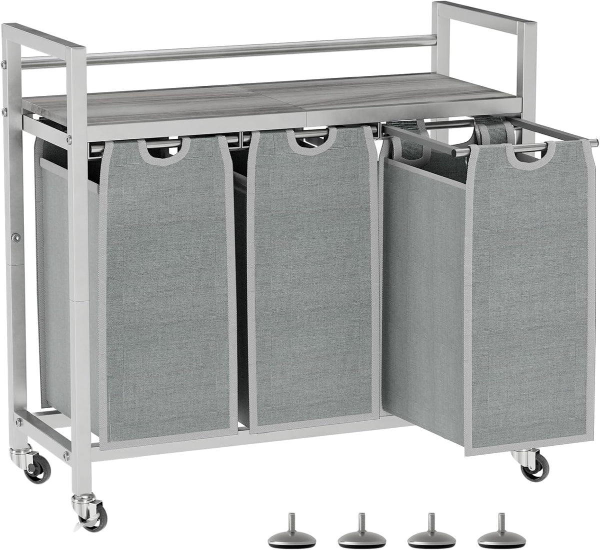 Laundry Hamper, Laundry Basket, Laundry Sorter with 3 Removable Bags, Clothes Basket with 3