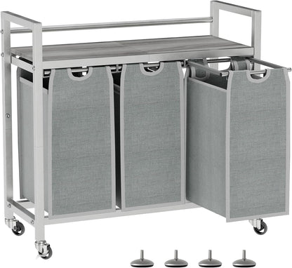 Laundry Hamper, Laundry Basket, Laundry Sorter with 3 Removable Bags, Clothes Basket with 3
