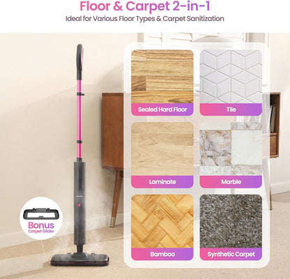 Schenley Steam Mop Cleaner Powerful - 15s Fast Heat-Up, Chemical-Free for Hardwood/Tile/Laminate &