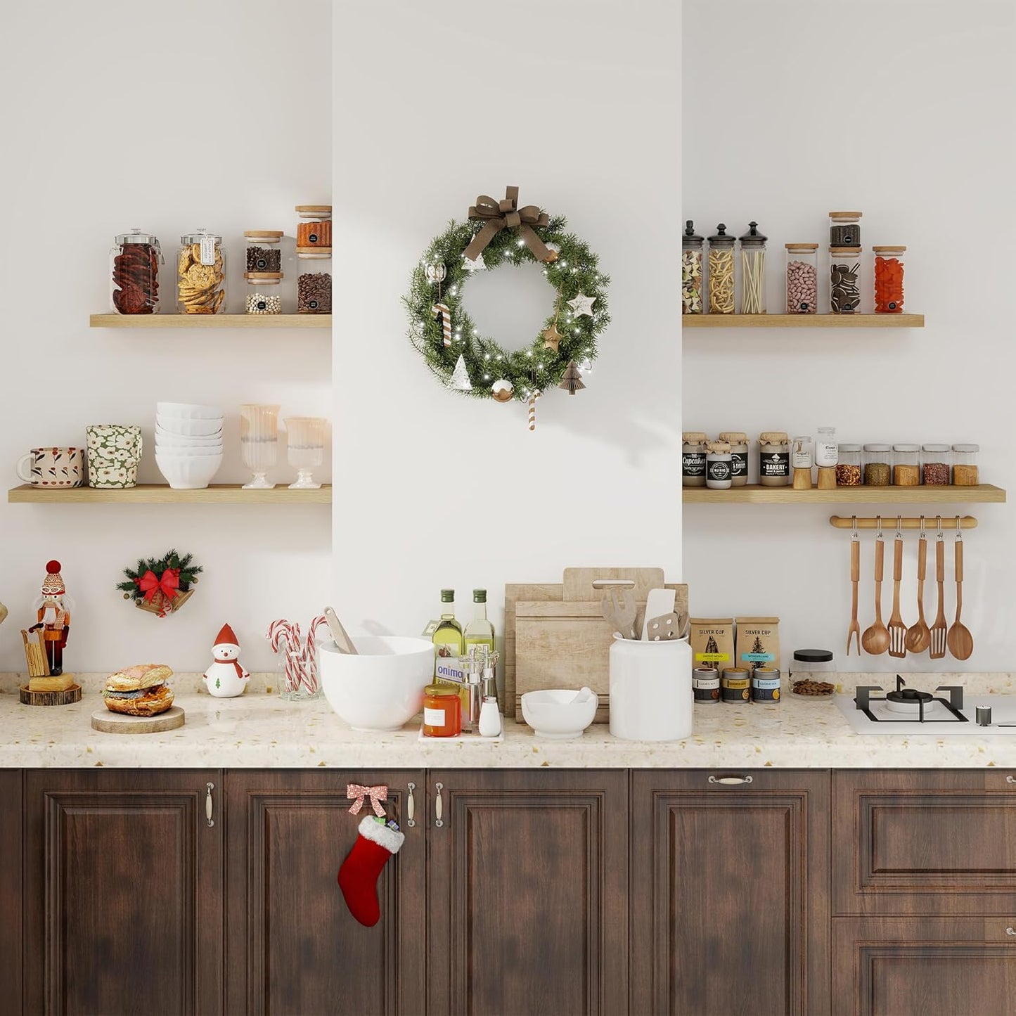 Fun Memories Floating Shelves for Wall, 24" Rustic Wood Deep Wall Mounted Shelves with Invisible