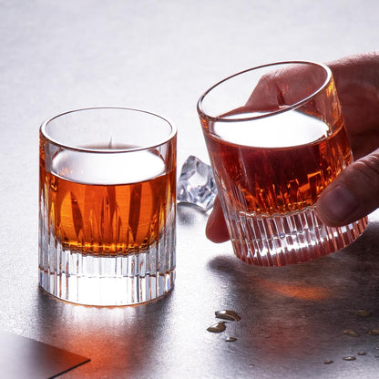KAMMAK Crystal Whiskey Glasses Set of 2, Luxury 2.03oz Old Fashioned Glasses Stemless, Handcrafted