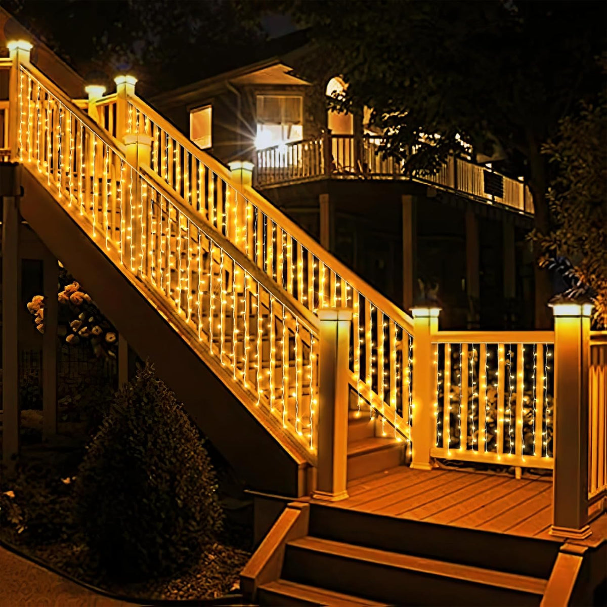 Eueasy Curtain-Lights Outdoor, 300 LED-Fairy Lights, Connectable15×3.3 FT with 8 Lighting Modes