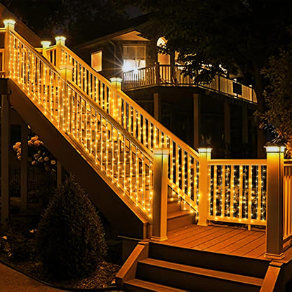 Eueasy Curtain-Lights Outdoor, 300 LED-Fairy Lights, Connectable15×3.3 FT with 8 Lighting Modes