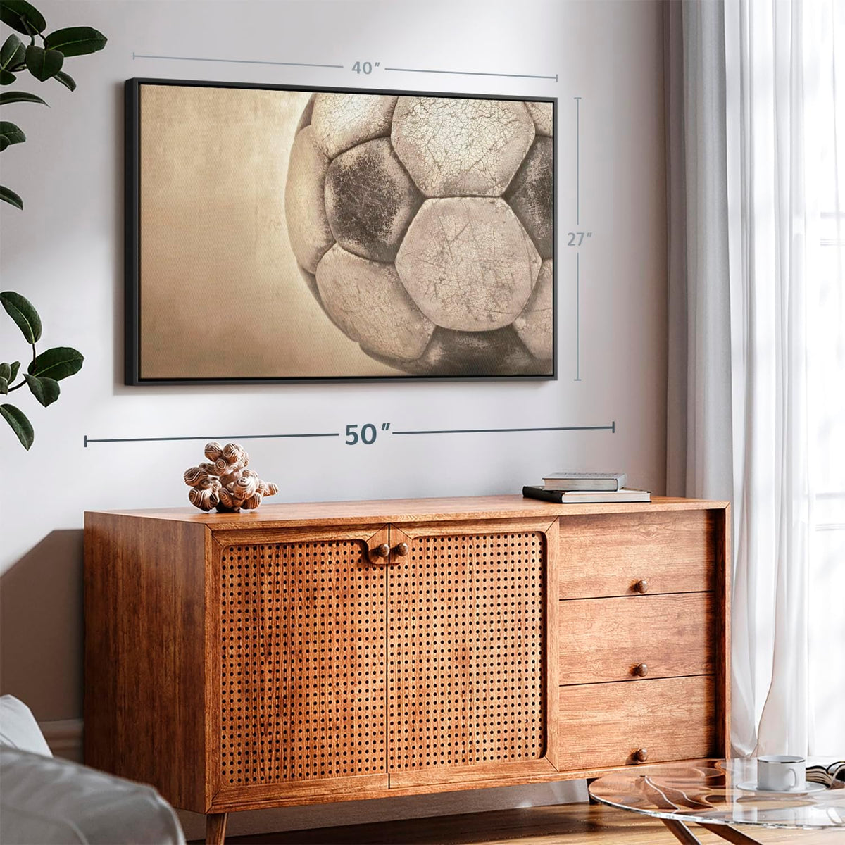 Elephant Stock Worn Soccer Ball Wall Art - Horizontal Framed Canvas - 1-Piece Living Room Wall