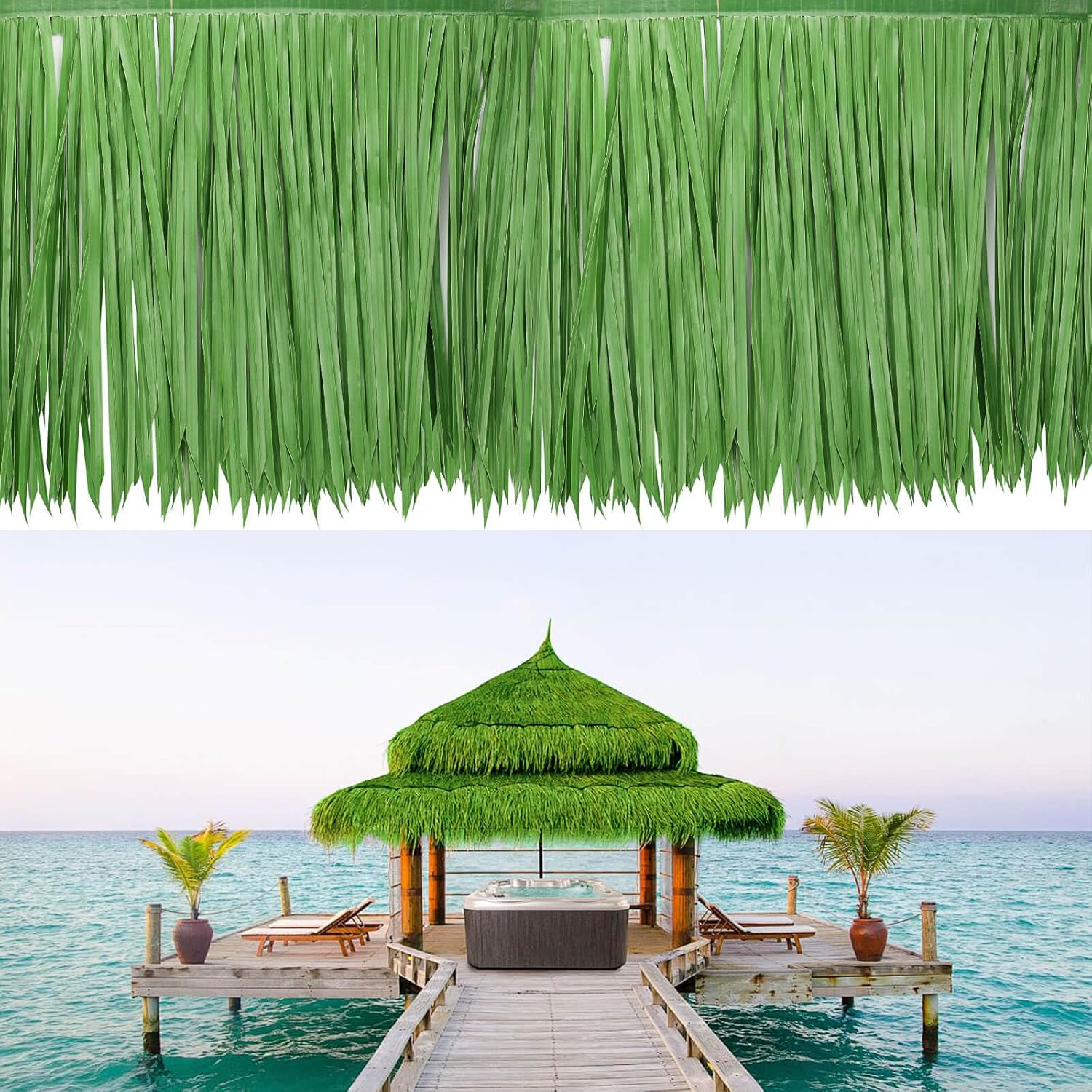 Tiki Straw Roof Thatch - Mexican Style Artificial Palm Rolls, Bar Hut Grass Duck Boat Blinds