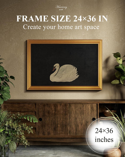 HUARCEY Gold Framed Vintage Wall Art for Living Room, Grace Swan Art Painting Pictures Animal