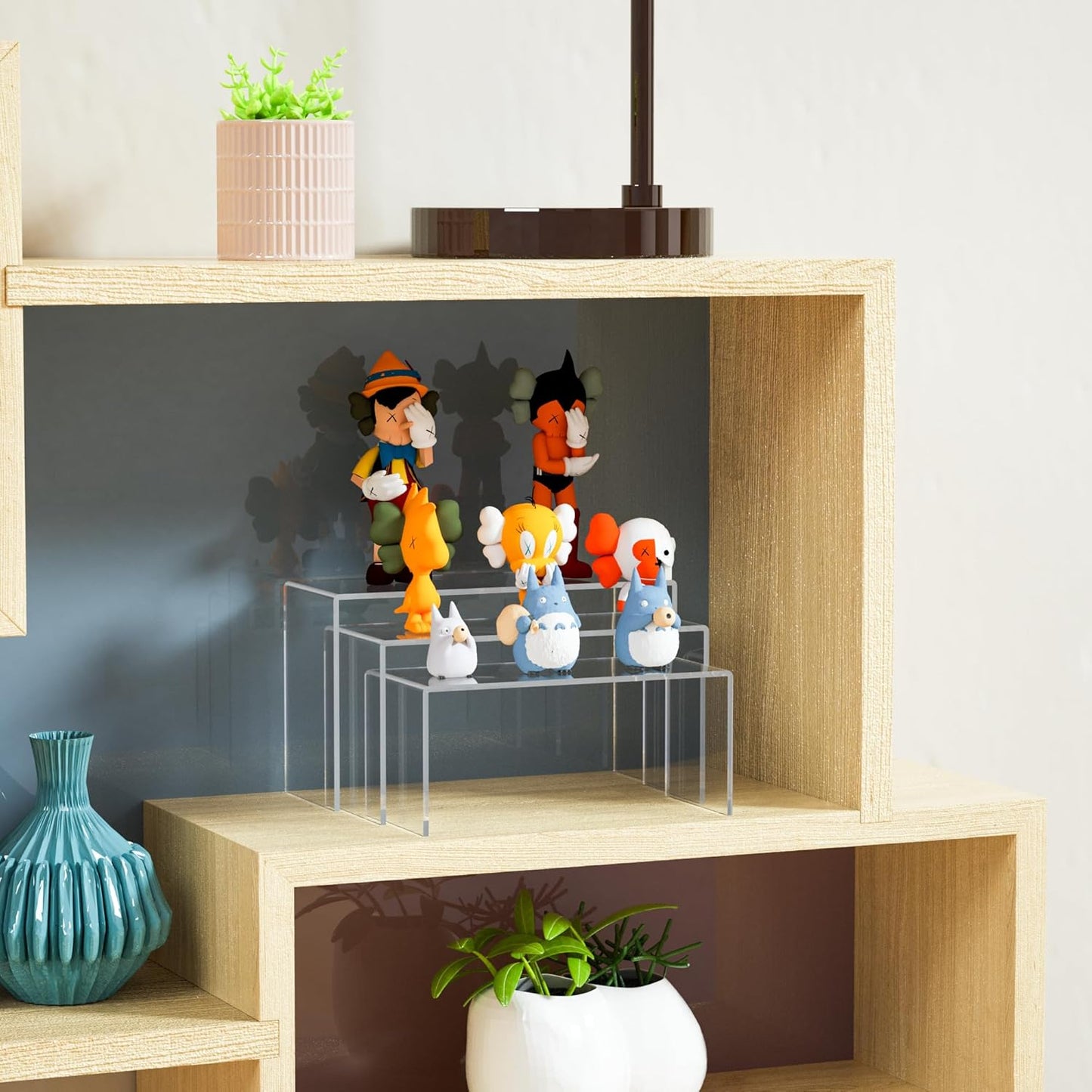 9x9.5x10 Inch Clear Display Risers Shelf 3pcs, Countertop Rectangular Acrylic Display Stands for