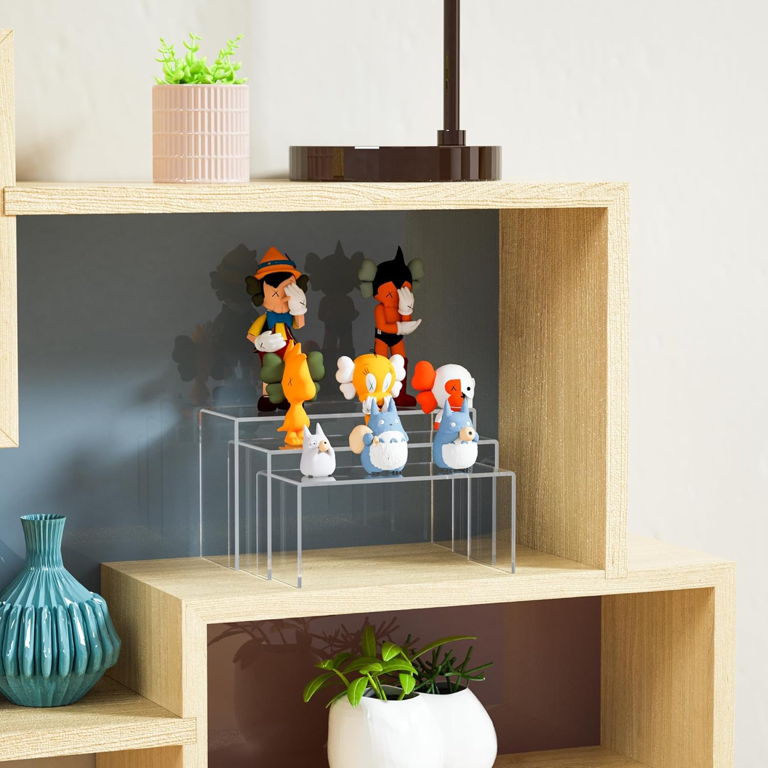 9x9.5x10 Inch Clear Display Risers Shelf 3pcs, Countertop Rectangular Acrylic Display Stands for