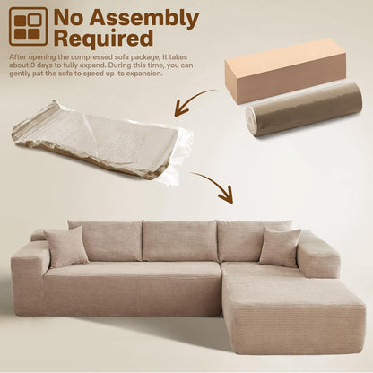 104" Cloud Sectional Couches for Living Room,L Shaped Boneless Couch in A Box,Sleeper Sofa with