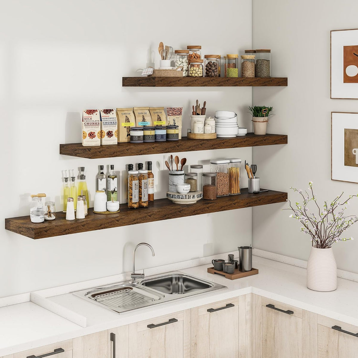 RICHFOCUS 72Inch Floating Shelves for Wall 1 Pack Shelves for Bedroom|Kitchen|Bathroom Wall Mounted
