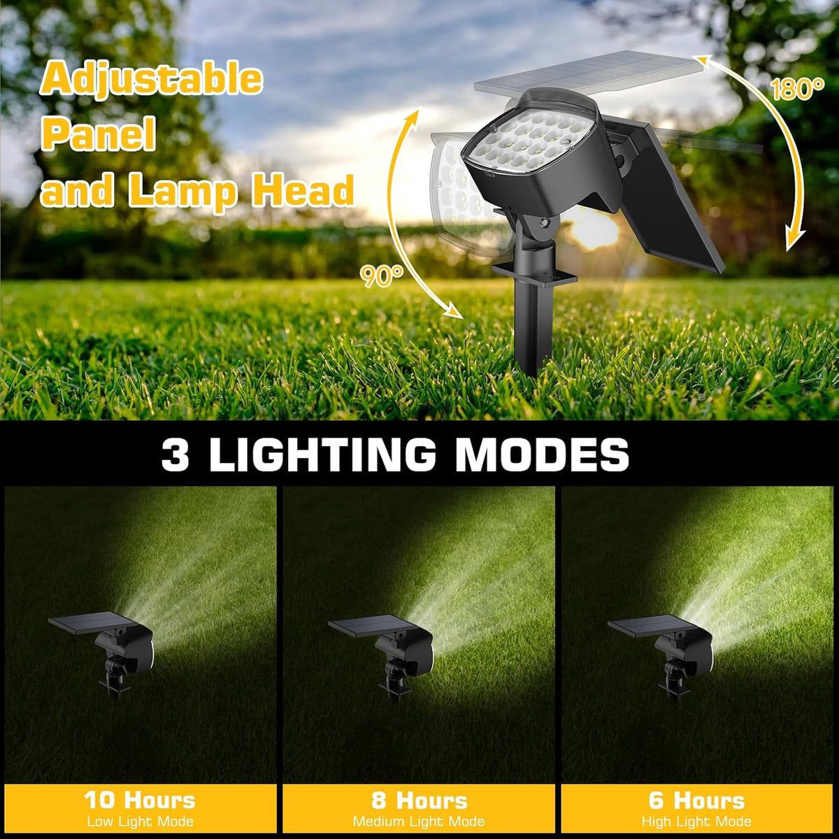 Kaxiida Solar Lights Outdoor Waterproof - 2025 Upgrade 3 Level Ultra Bright Spot Lights Uplights