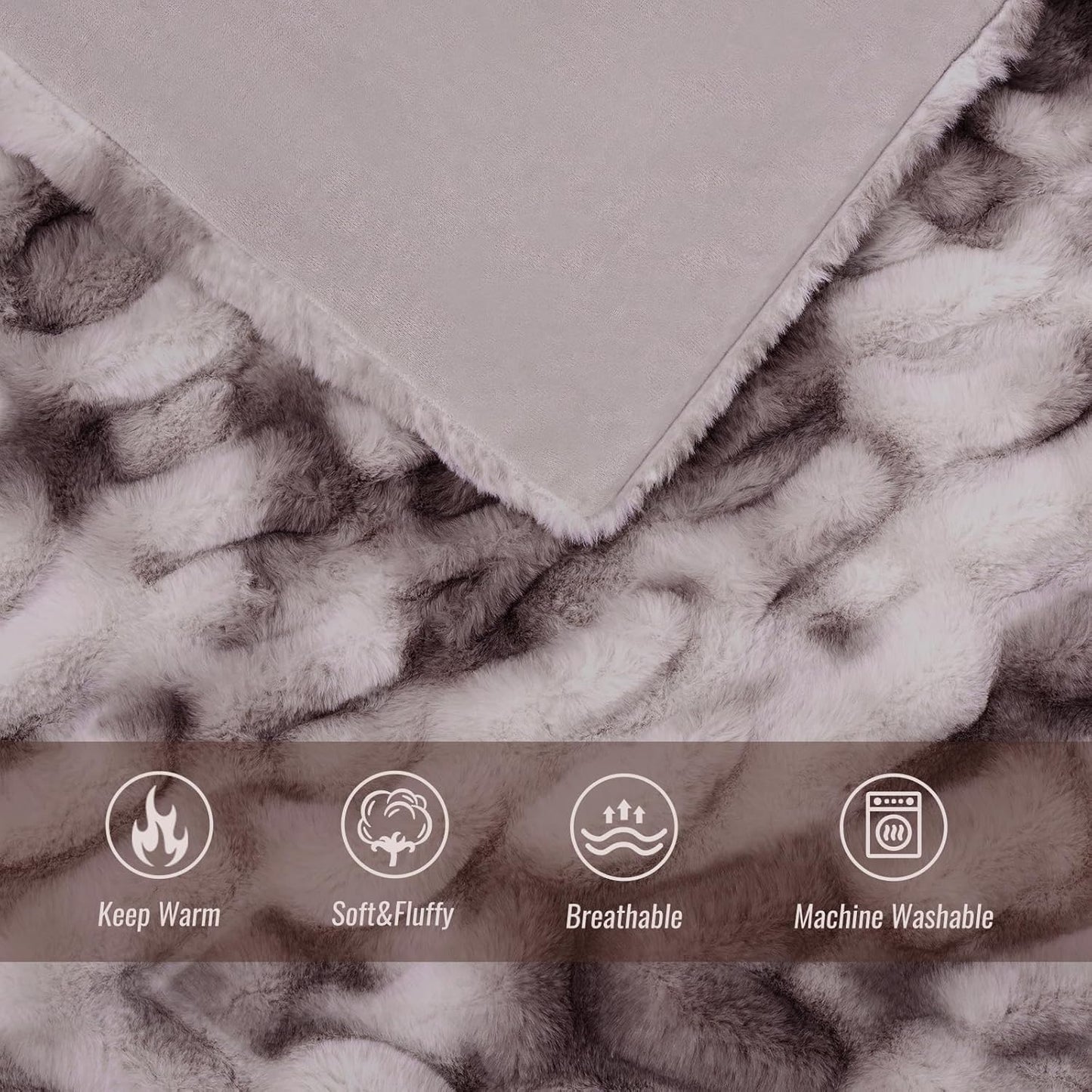 Ultra Soft Luxury Faux Fur Throw Blanket for Counch,Fuzzy Fluffy Plush Warm Cozy Elegant Wrinkled