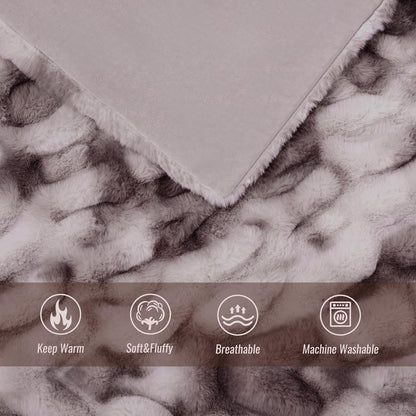 Ultra Soft Luxury Faux Fur Throw Blanket for Counch,Fuzzy Fluffy Plush Warm Cozy Elegant Wrinkled