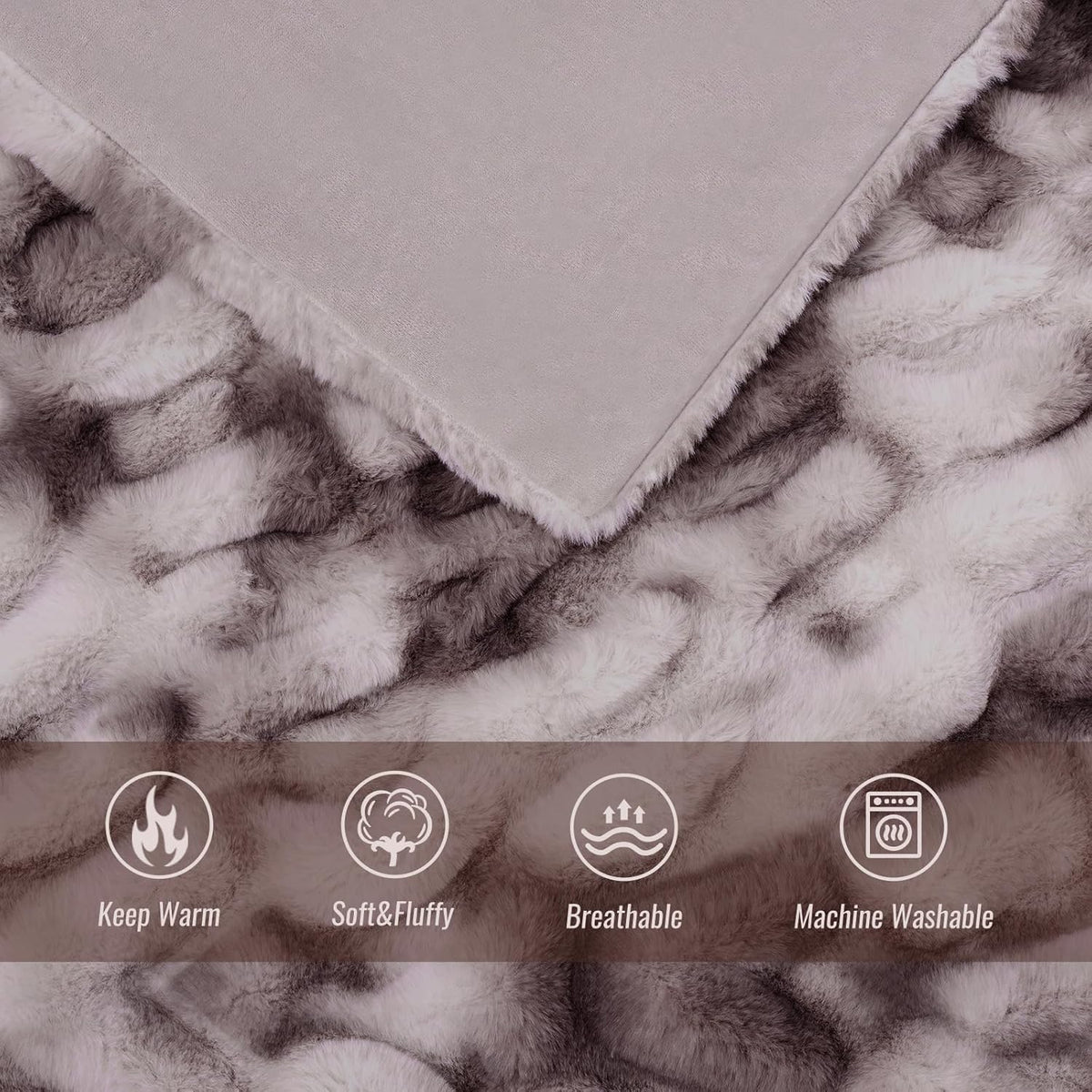 Ultra Soft Luxury Faux Fur Twin Blanket for Counch,Fuzzy Fluffy Plush Warm Cozy Elegant Wrinkled
