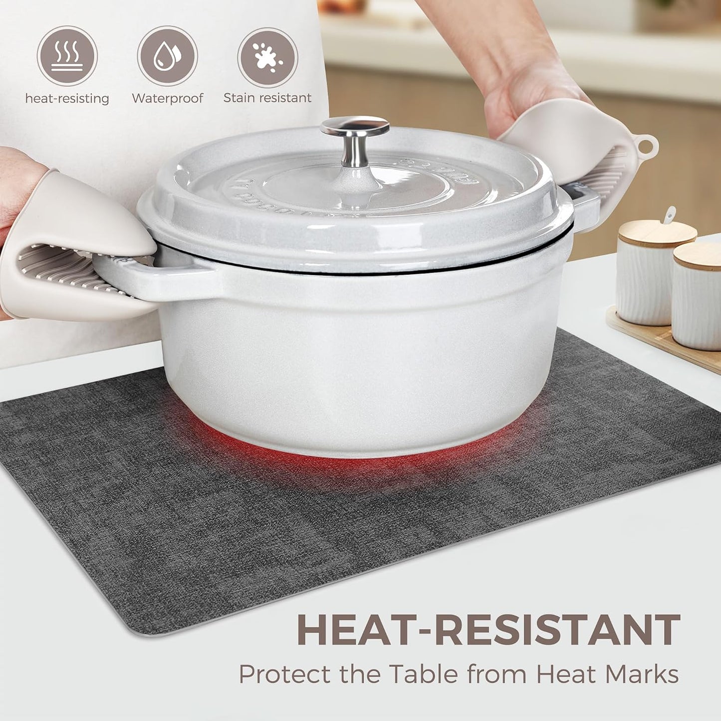 Vinyl Placemats Set of 4, Faux Leather Waterproof and Heat Resistant Place Mats, Washable Anti-Slip