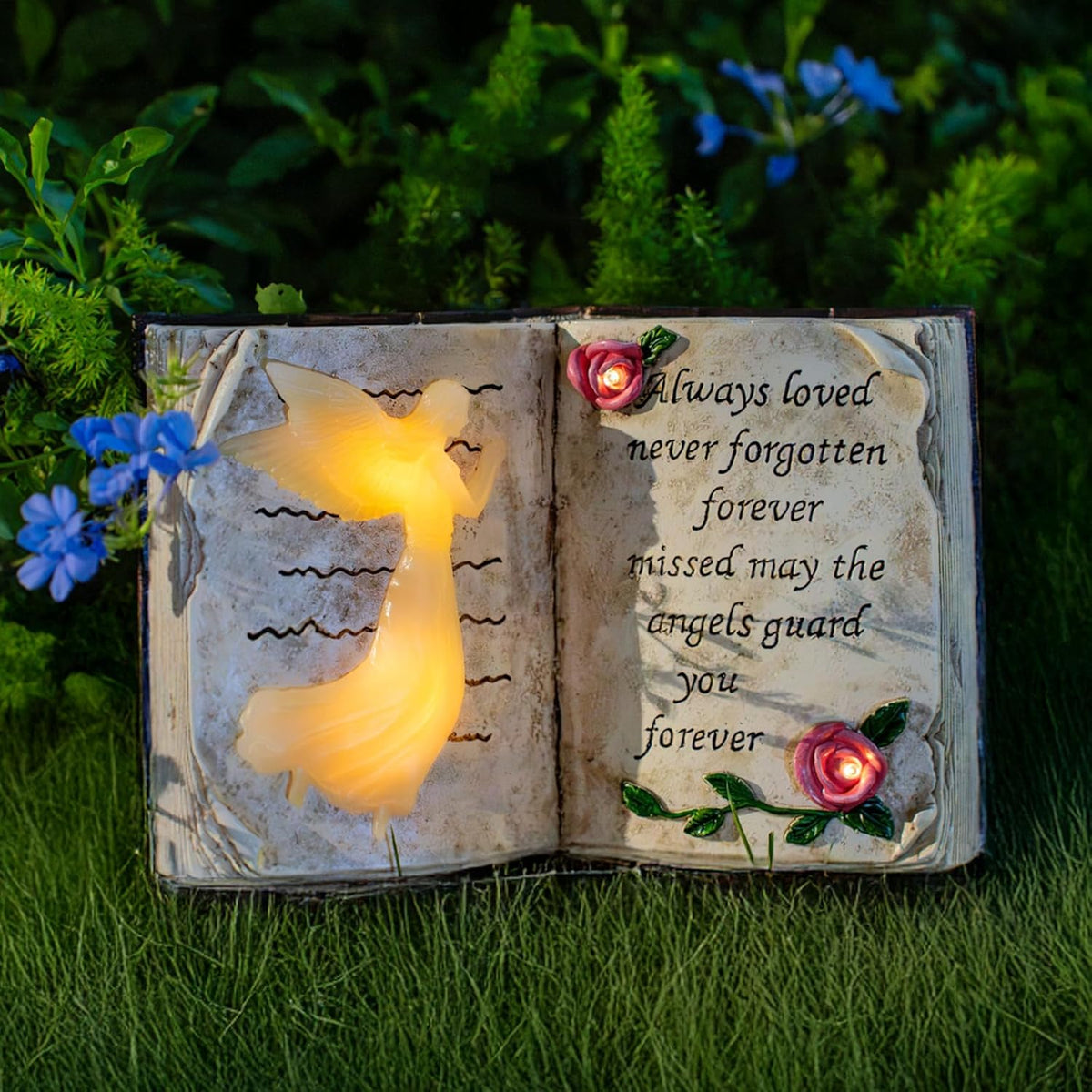Outdoor Solar Angel Garden Stakes Lights, Waterproof Memorial Grave Decorations Gifts for Cemetery