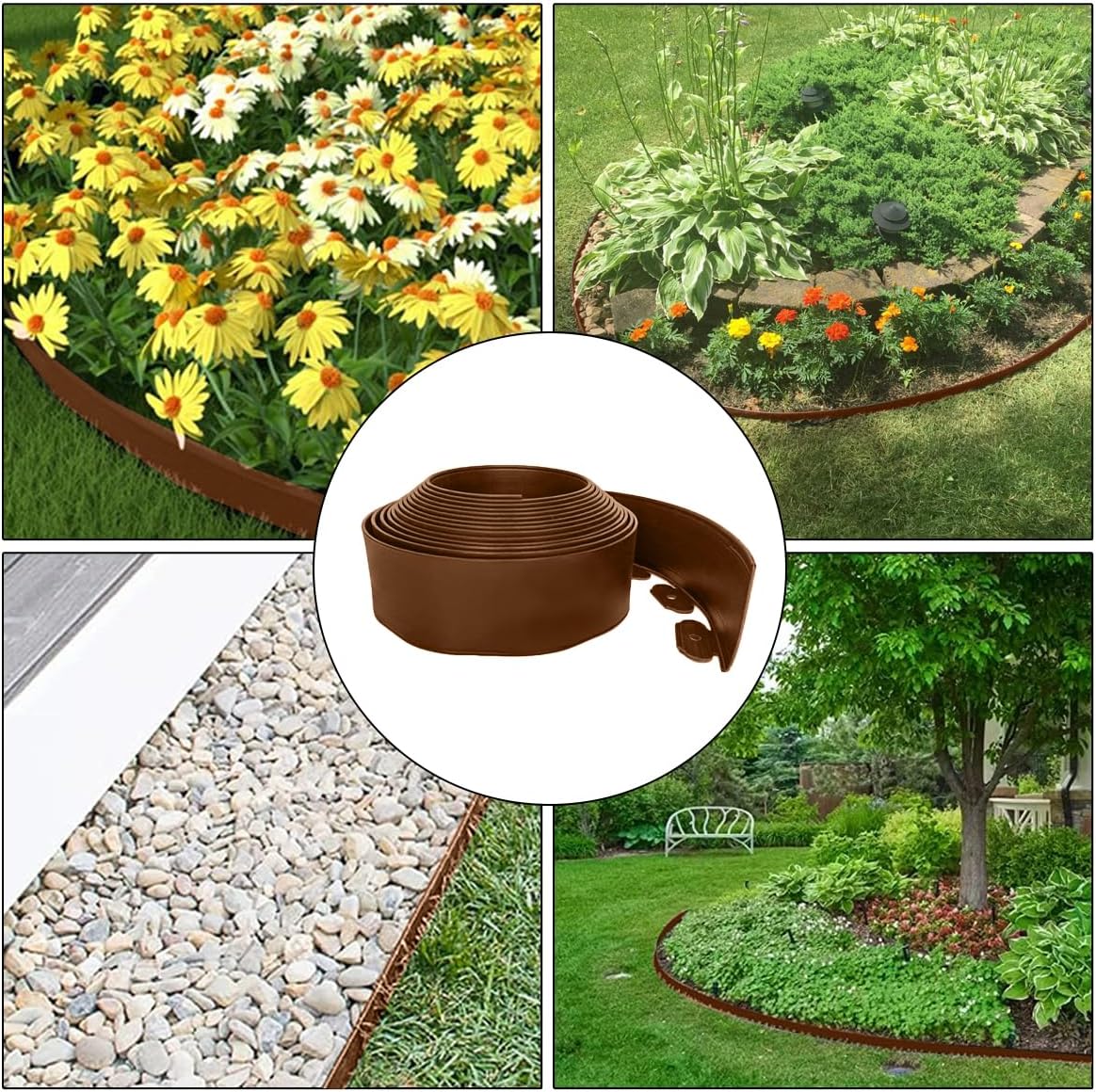 49FT Landscape Edging, 4 in Tall Garden Edging Borders with 75 Spikes,Flexible Lawn Edging Plastic