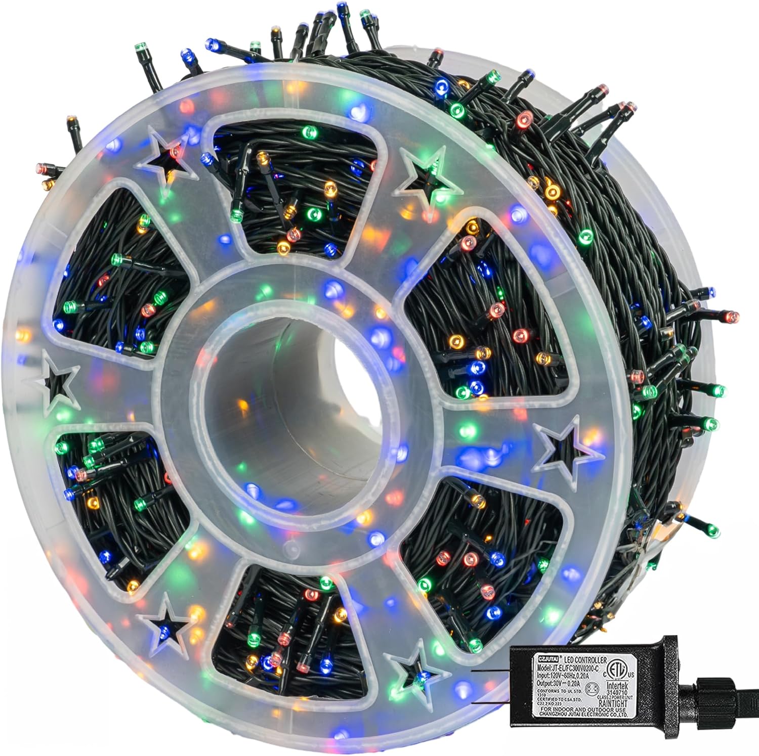 Dazzle Bright 164 FT 500 LED Christmas String Lights, Waterproof Green Wire String Lights with 8