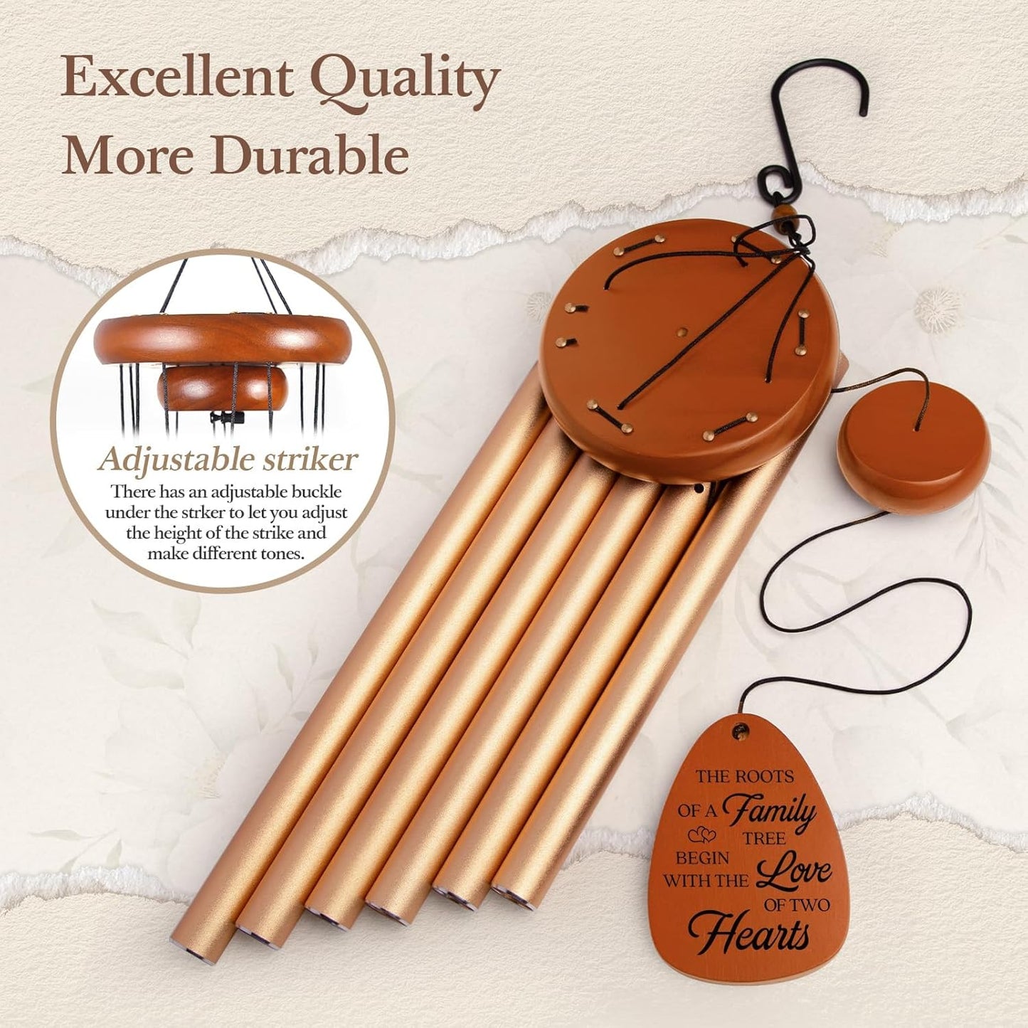 25th Wedding Anniversary Wind Chime, Happy 25th Anniversary Romantic Gifts for Couple, Parents
