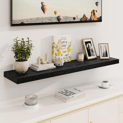 Black Floating Shelves 48 Inch Long, 8 Deep Floating Shelves for Wall, Rustic 48" Long Fireplace