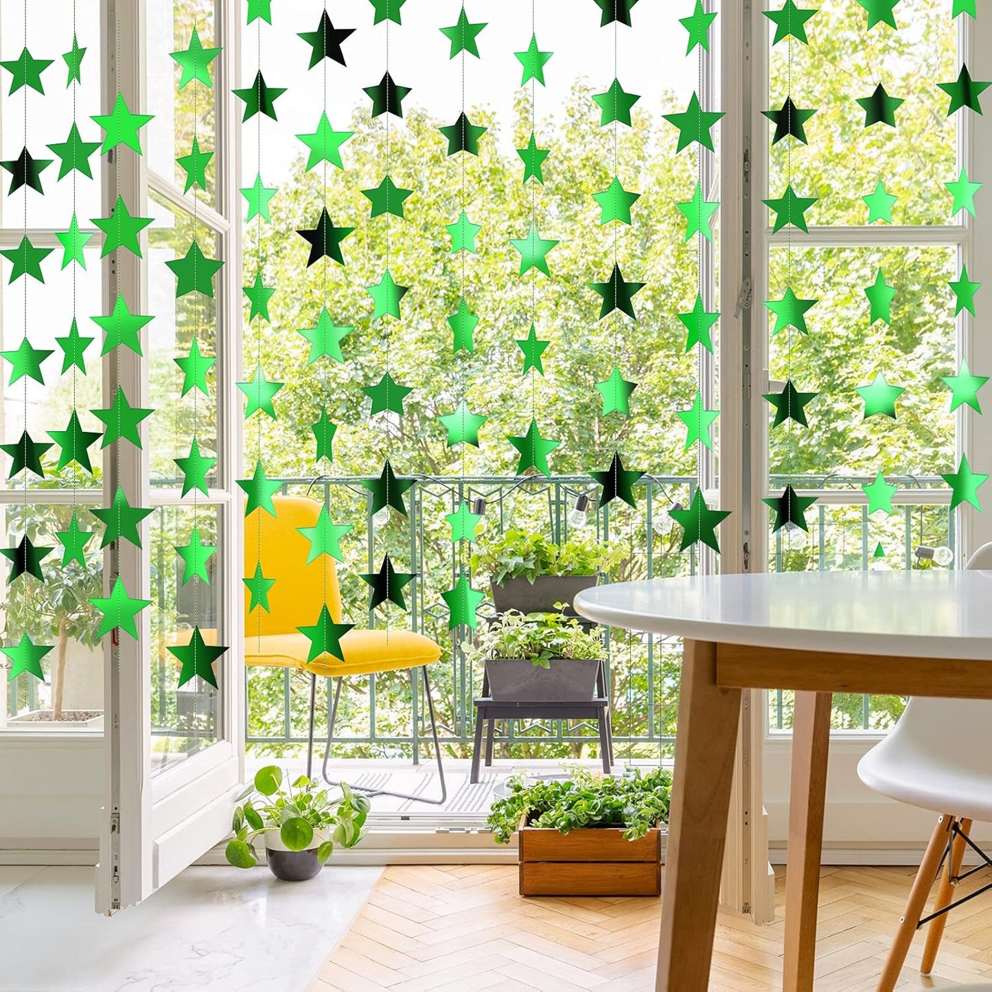 Patelai Glitter Star Garland Banner Decor 130 Feet Star Hanging Bunting Banner Twinkle Backdrop for