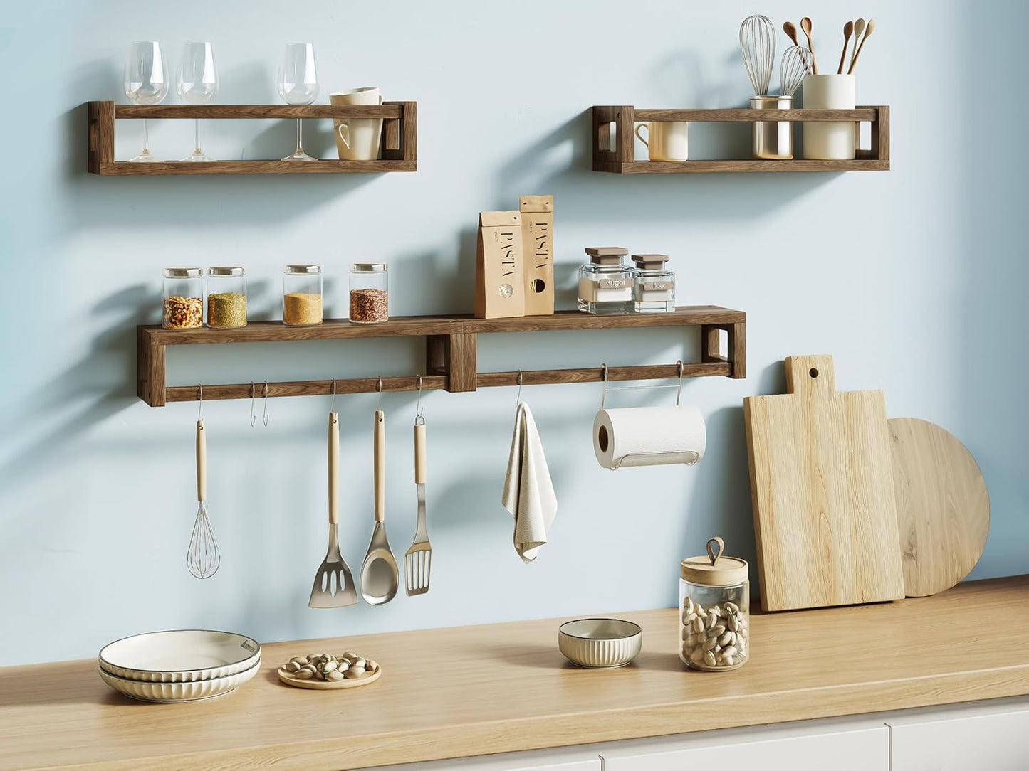 Upgraded Thick Floating Shelves - Multi-Use Wall-Mounted Bookshelves for Kids and Nursery, Ideal