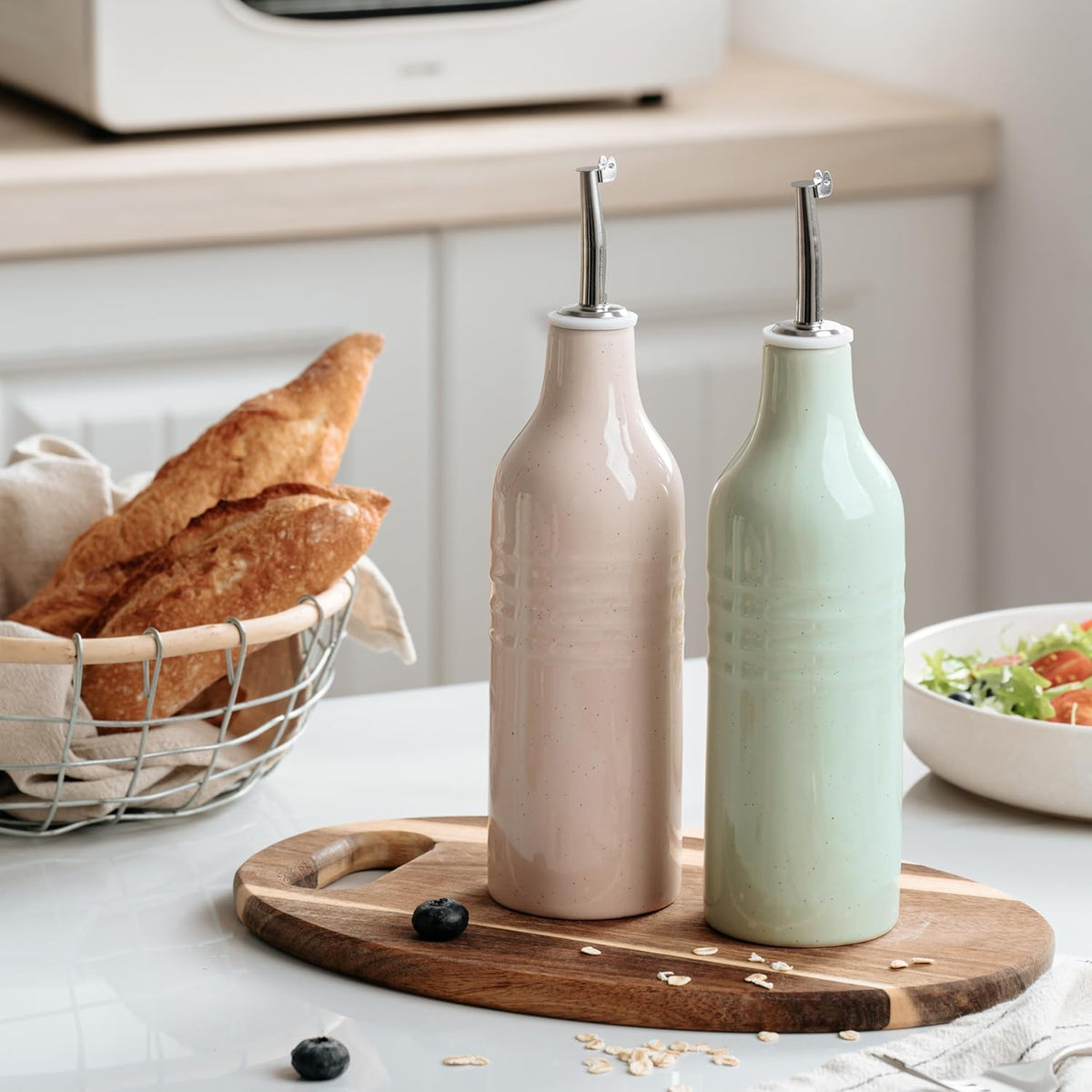 famiware Jupiter 16oz Ceramic Olive Oil Dispenser Bottle, Olive Oil and Vinegar Dispenser Bottle