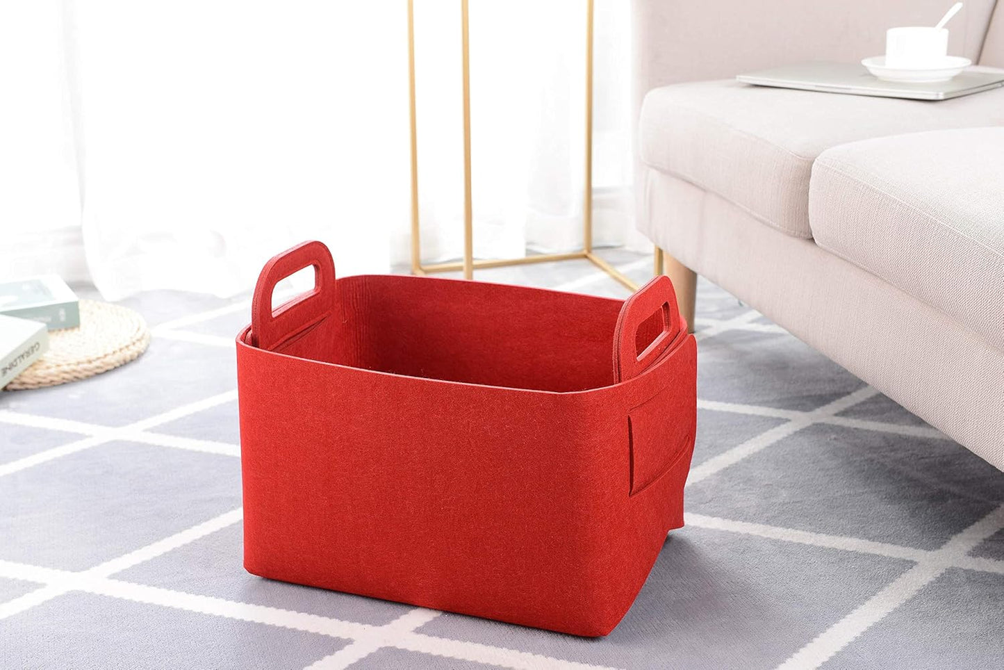 Minoisome Storage Basket Felt Storage Bin Collapsible& Convenient Box Organizer with Carry Handles