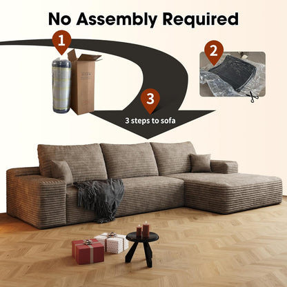 108" Sectional Couches for Living Room Modern Modular Sofa with L-Shape Couchs Upholstered Boneless