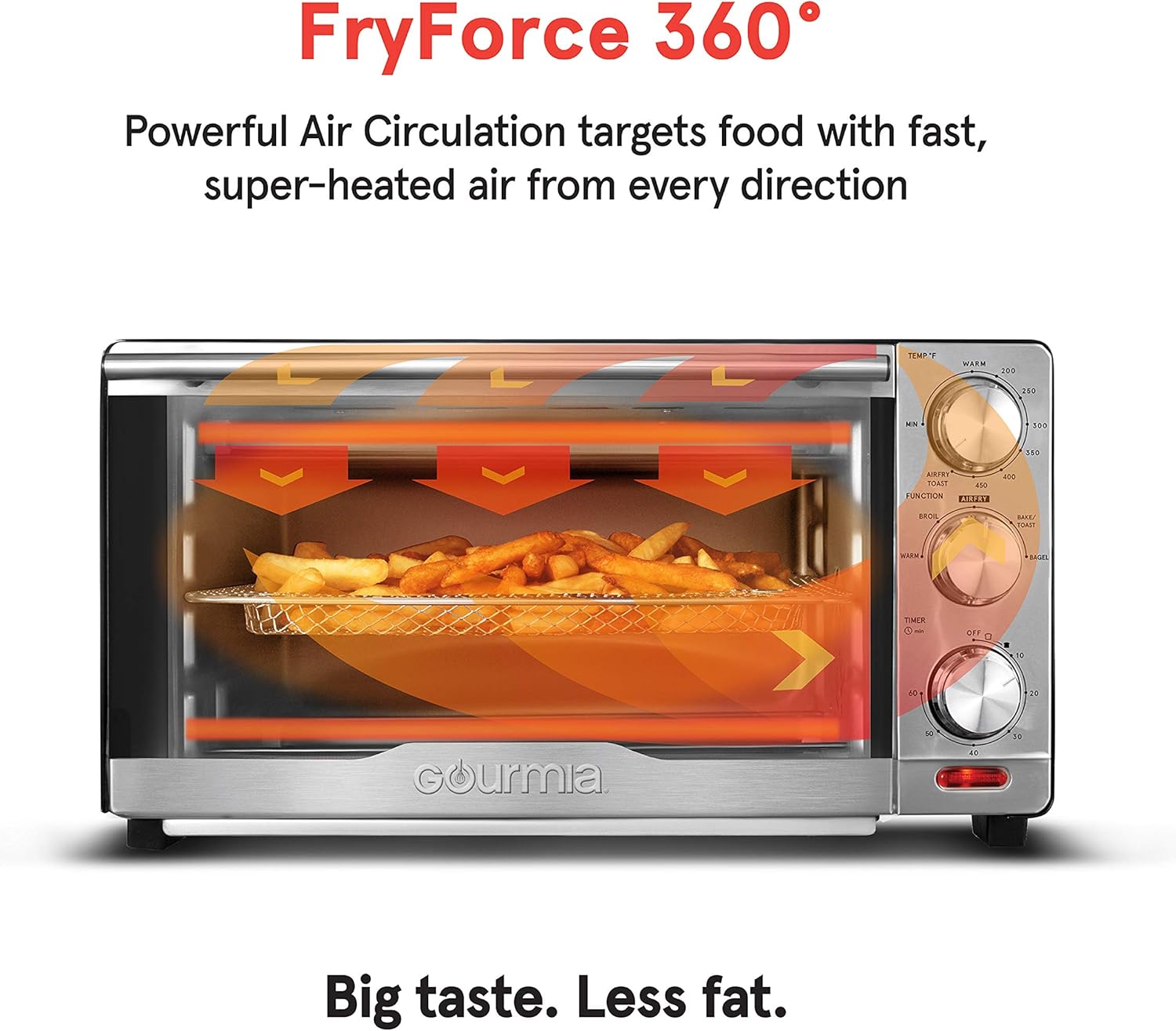 Gourmia GTF7350 6-in-1 Multi-function, Stainless Steel Air Fryer Oven - 6 Cooking Functions - Fry