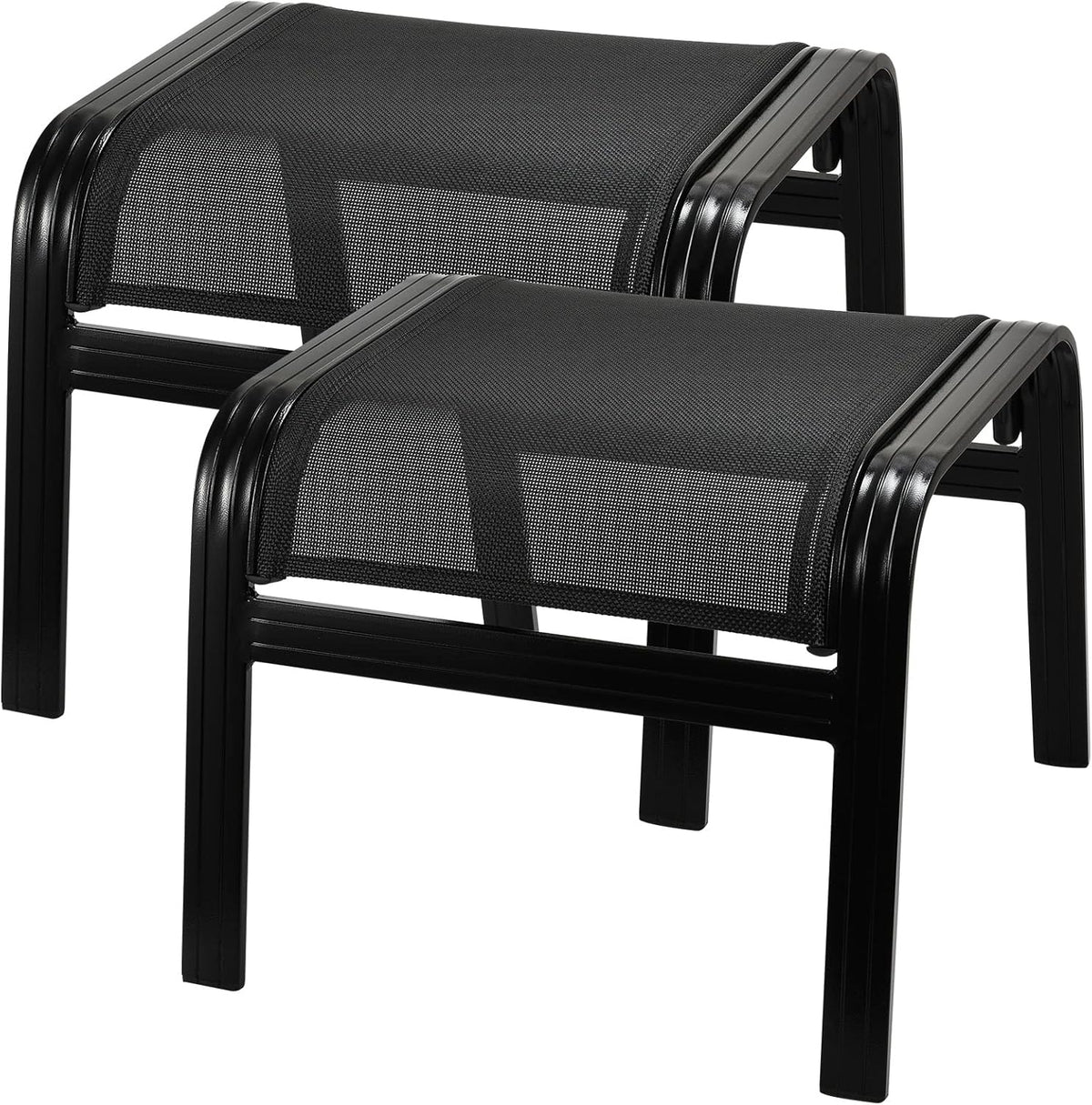 Patio Footstools Outdoor Foot Rest Aluminum Patio Ottomans Portable Seat Wicker Furniture Stackable