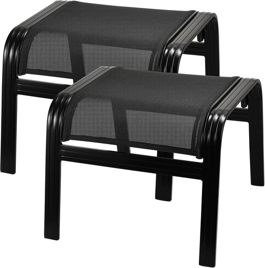 Patio Footstools Outdoor Foot Rest Aluminum Patio Ottomans Portable Seat Wicker Furniture Stackable