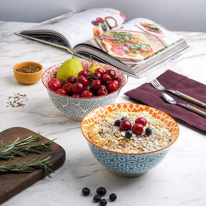 Selamica 7 inches Porcelain Cereal Bowl Set - Set of 6, Ceramic bowls, Soup Bowl Set for Cereal