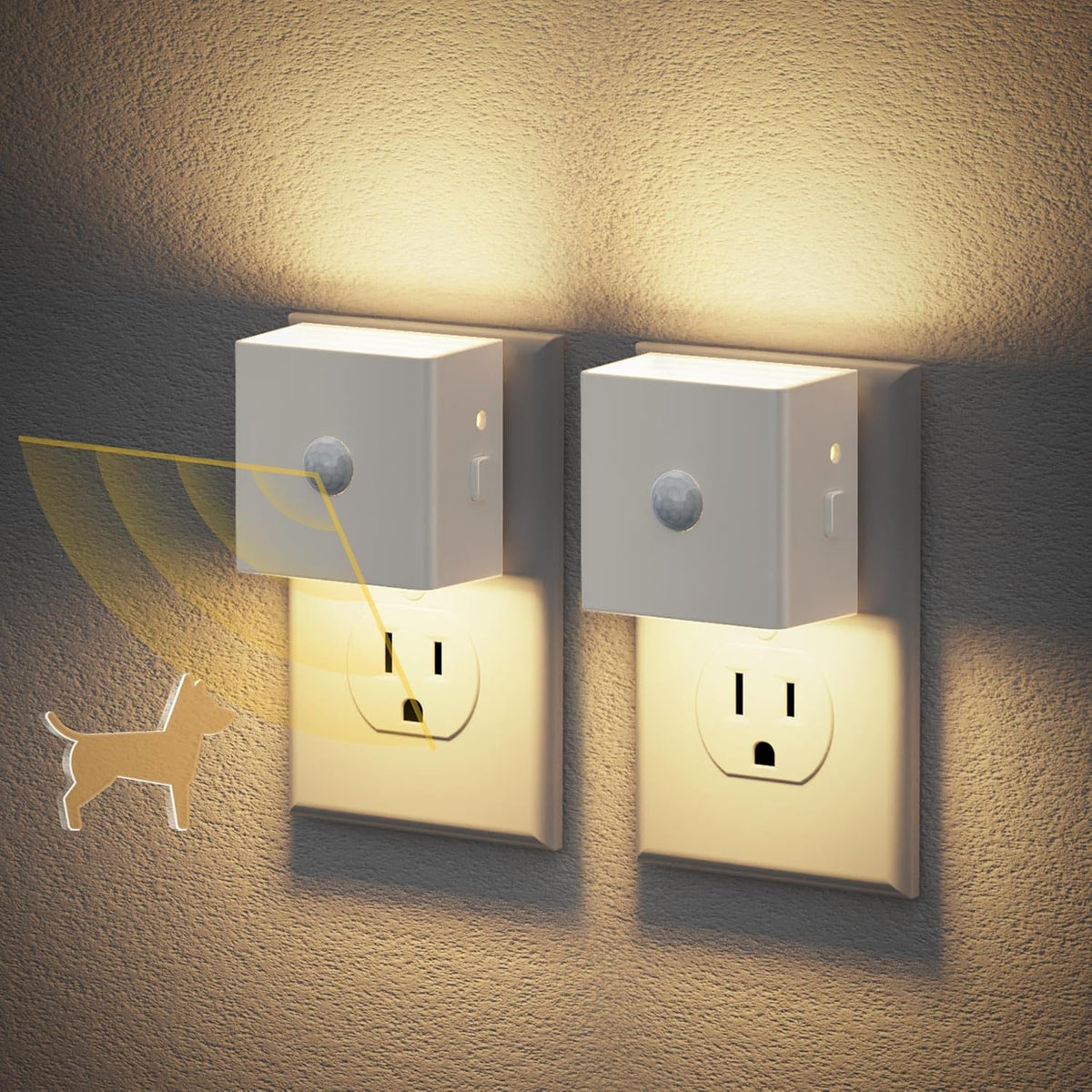 JandCase Motion Sensor Night Light, Night Lights Plug into Wall with Adjustable Brightness, Motion