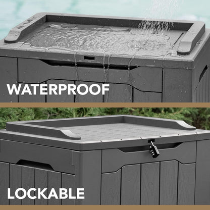 Devoko 30 Gallon Resin Deck Box Outdoor Indoor Waterproof Storage Box for Patio Furniture Pool