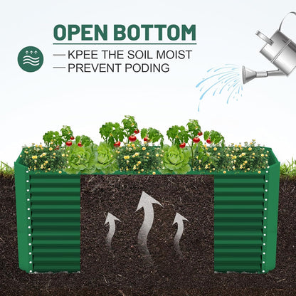 Land Guard 6x3x3ft Rectangular Galvanized Raised Garden Beds, Large-Capacity Metal Planter Box