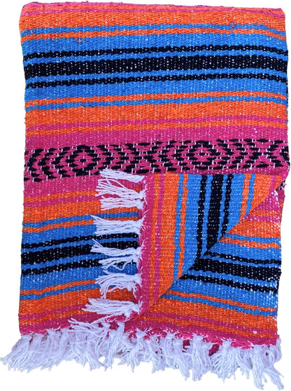 Del Mex Classic Mexican Blanket, Large Authentic Woven Falsa Throw (70"x50"), Artisan Southwest