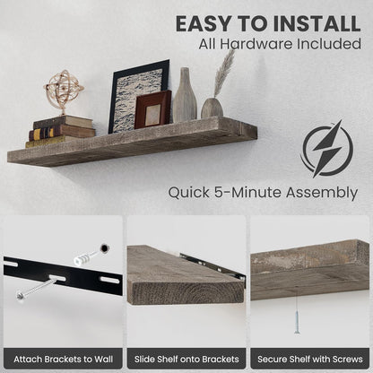 Floating Shelves Reclaimed Barnwood, 8" Deep Solid Wood Floating Shelf Wall Hanging Shelves with