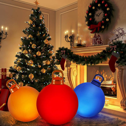 Jetec 3 Pcs Outdoor Light Up Christmas Ball Decorations Large Christmas Inflatable PVC Decorated