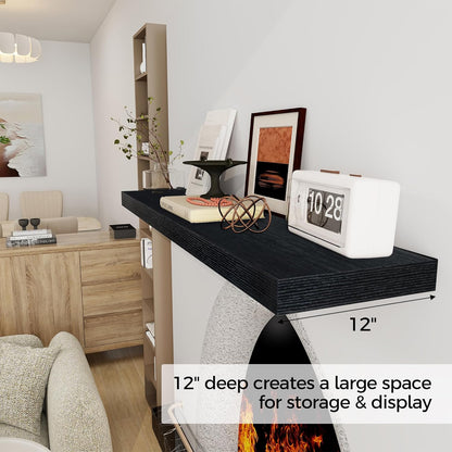 Black Floating Shelves 48 Inch Long, 12 Inch Deep Floating Shelves for Wall, 48 x 12 Large Wall