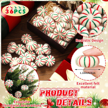 36 Pcs Felt Peppermint Decoration Christmas Wool Peppermints Christmas Arts Crafts Supplies, DIY