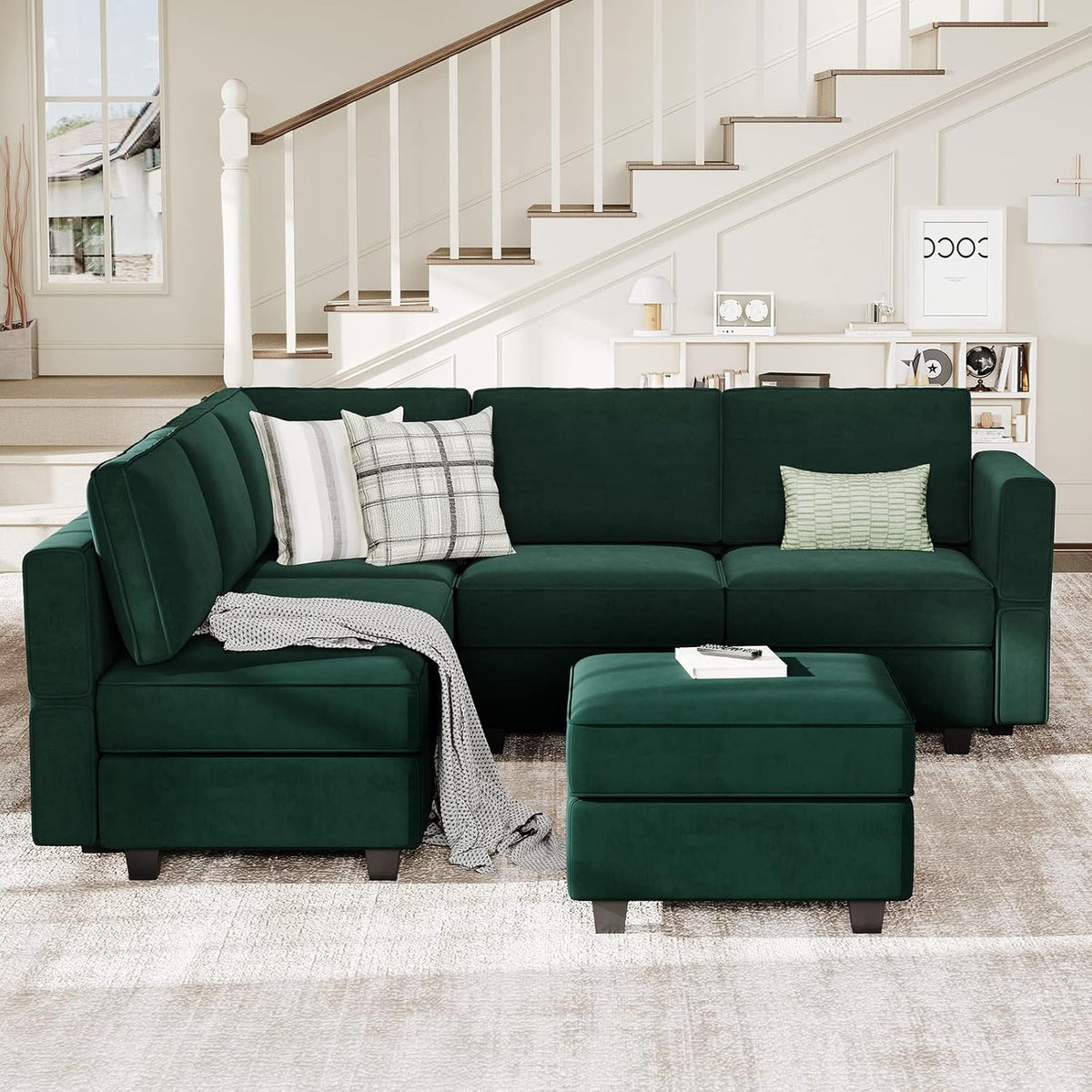 Belffin Modular Sectional Sofa with Storage Seats Velvet L Shaped Corner Couch Convertible