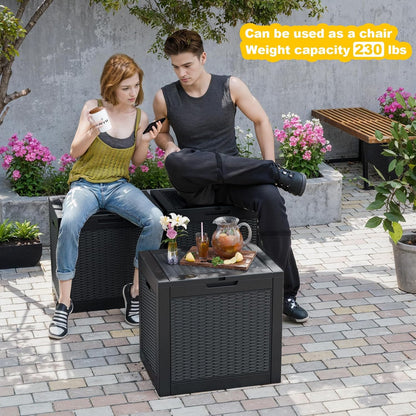 30 Gallon Wicker Pattern Resin Deck Box, Lockable Patio Outdoor Storage Box for Furniture, Garden