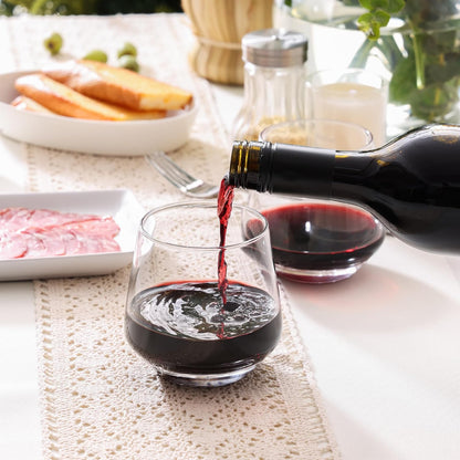 Stemless Wine Glasses Set of 4, 13.5oz Red White Wine Glasses for Daily Use, Hosting, Home Bar