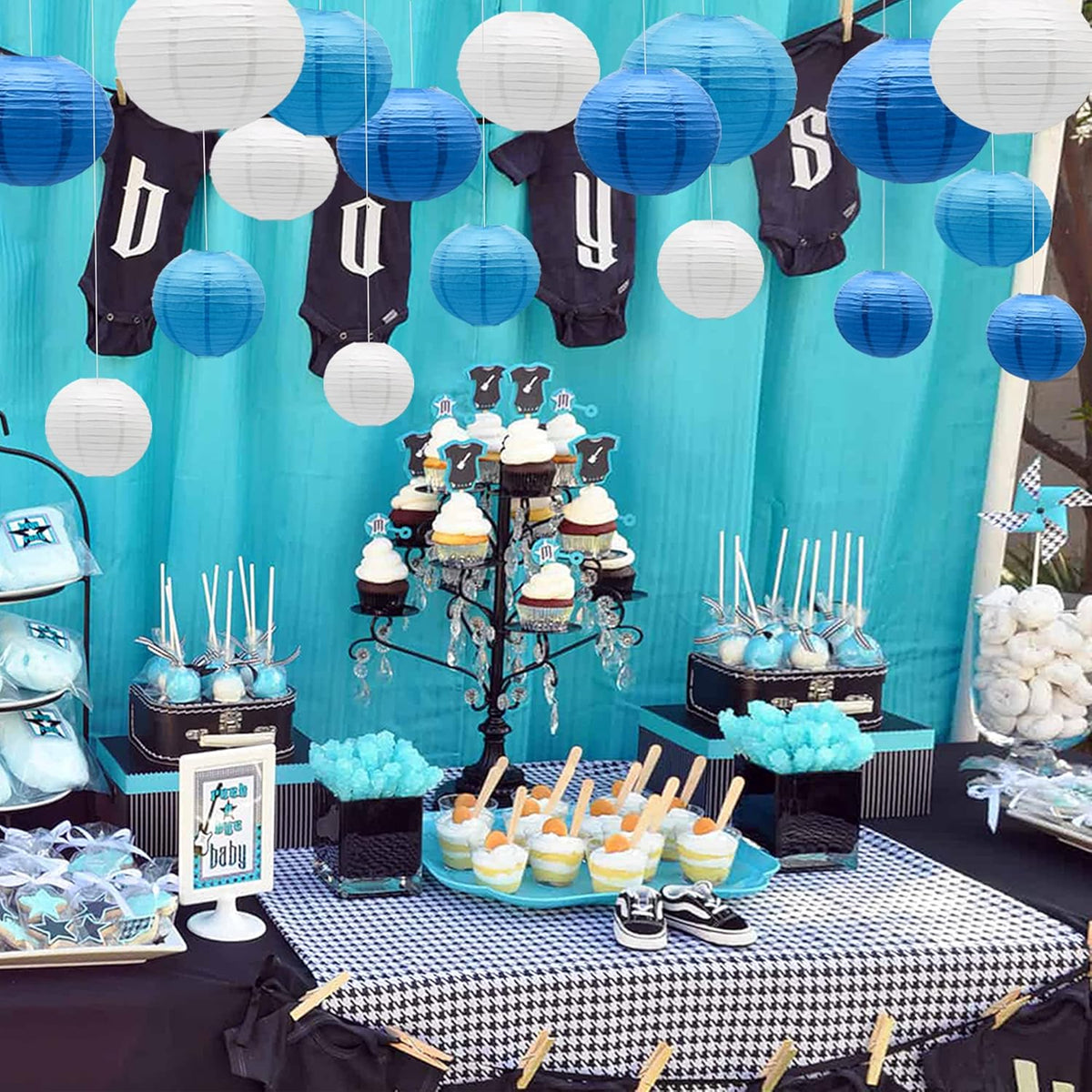 Paper Lanterns Party Decorations Blue - Hanging Paper Lanterns Indoor Outdoor - Wedding Graduation