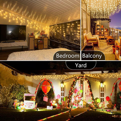 YEGUO 66ft 800 LED Icicle Lights Outdoor, 160 Drops Icicle Christmas Light Connectable, 8 Modes