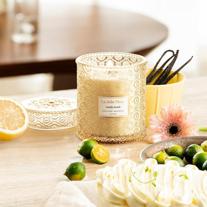 LA JOLIE MUSE Fall Candle | Vanilla Bomb Candle –Vanilla, Lemon Zest & Patchouli |19 oz Large