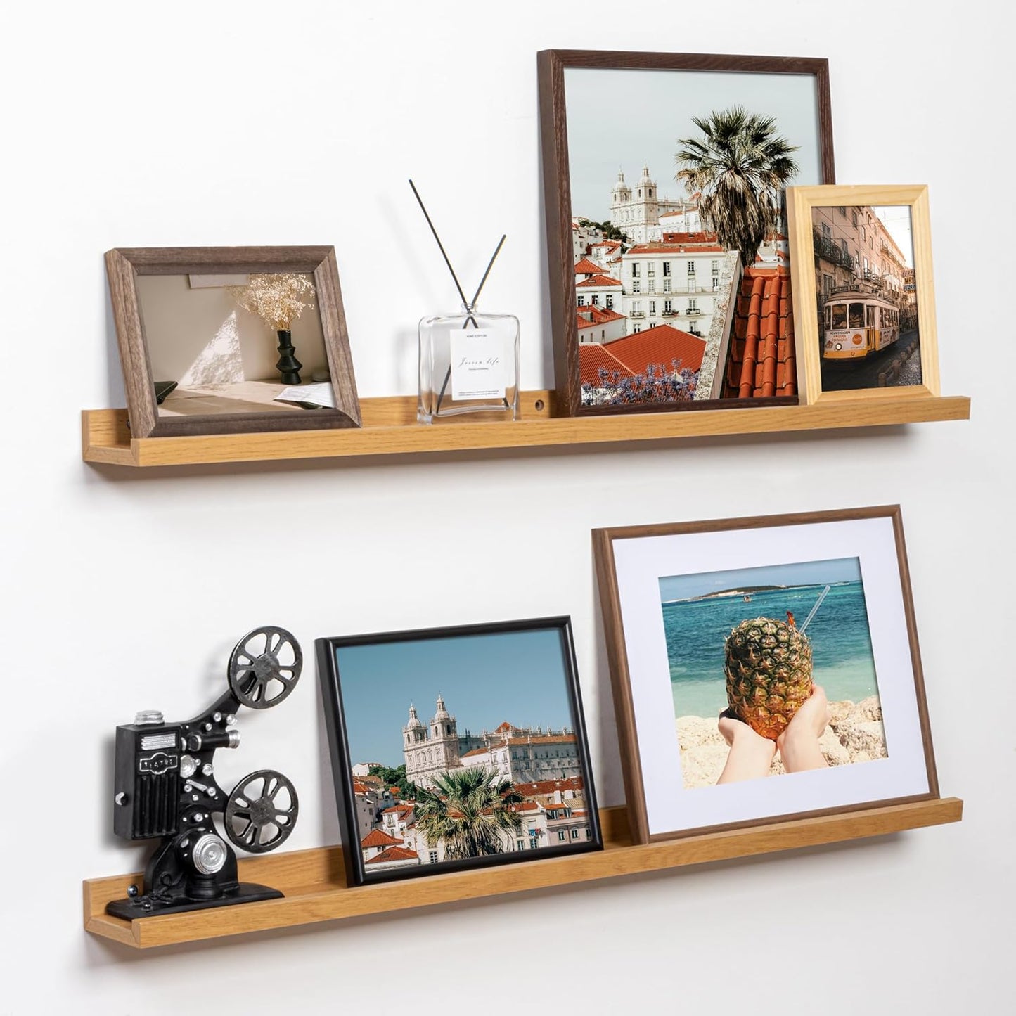 Fun Memories Picture Ledge Shelf, 36 Inch Floating Shelves Set of 2, Nursery Book Shelves for Toys